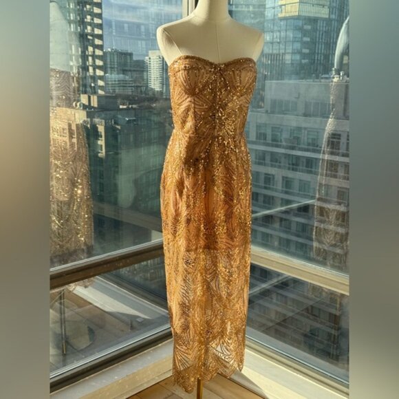 🆕 BRONX & BANCO 🧿 NWOT Giselle Strapless Beaded Sequin Midi Dress, Size M US 6 - Picture 9 of 16